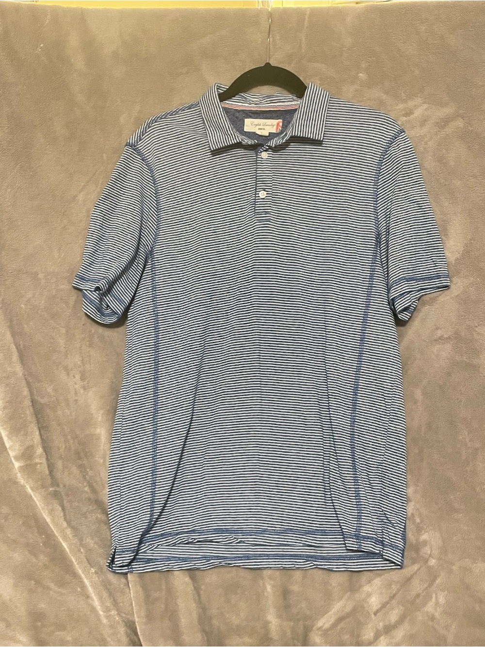 English Laundry Blue and White Striped Polo Shirt